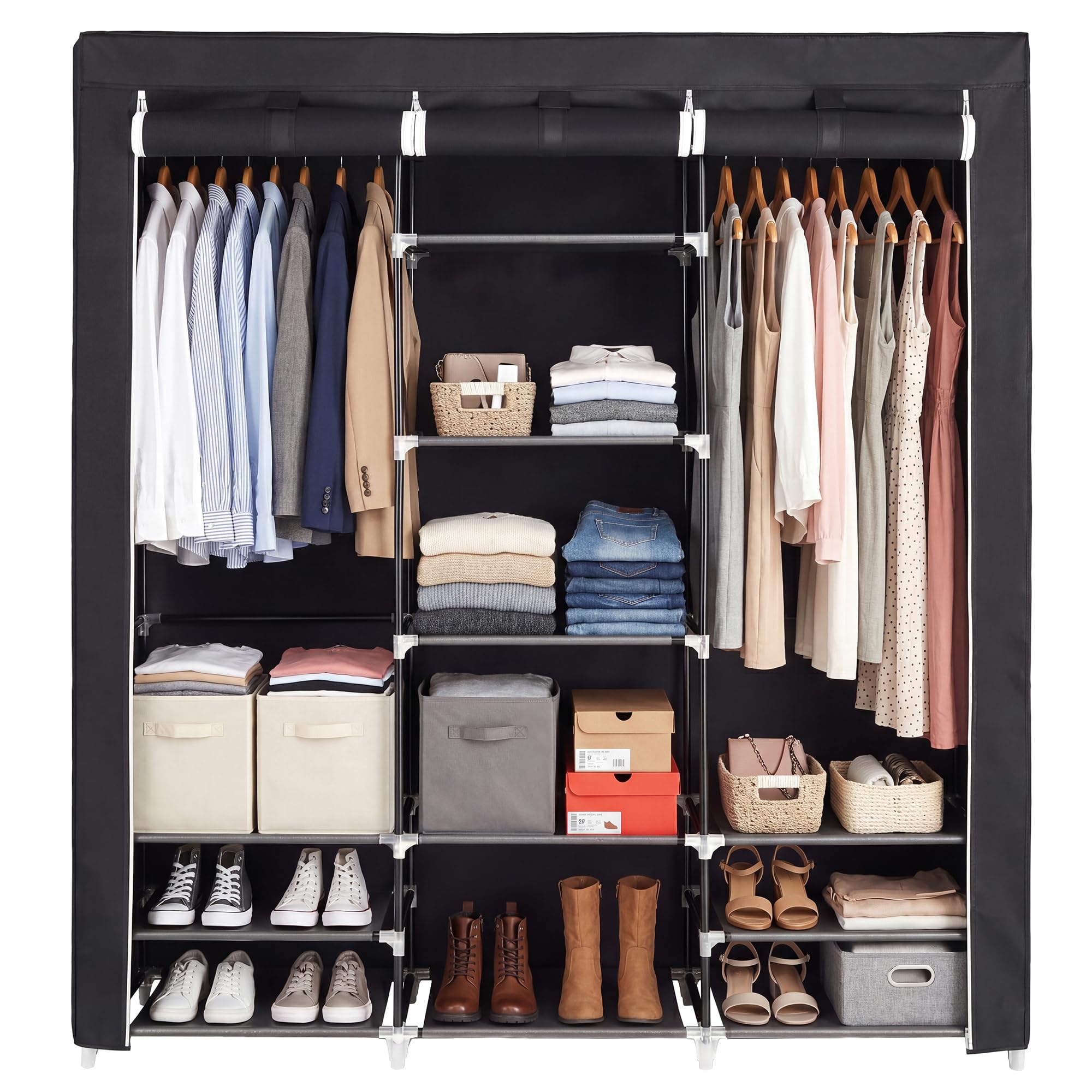 SONGMICS Kleiderschrank, Faltbare Garderobe, 45 x 150 x 175 cm