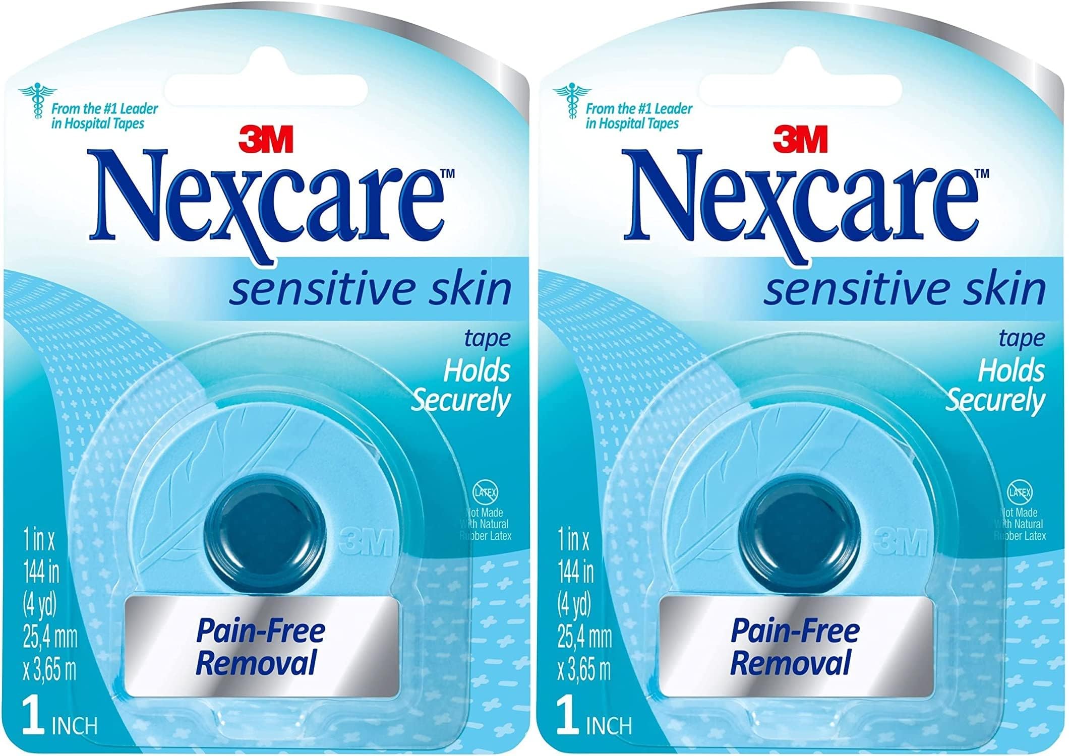Nexcare Sensitive Skin Low Trauma Tape, 1 in x 4 yd, 2 Rolls