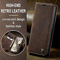 Vista 4 de Kowauri Funda para Google Pixel 7A, diseño clásico de piel con cierre magnético, con ranura para tarjetero, a prueba de golpes, funda protectora Café