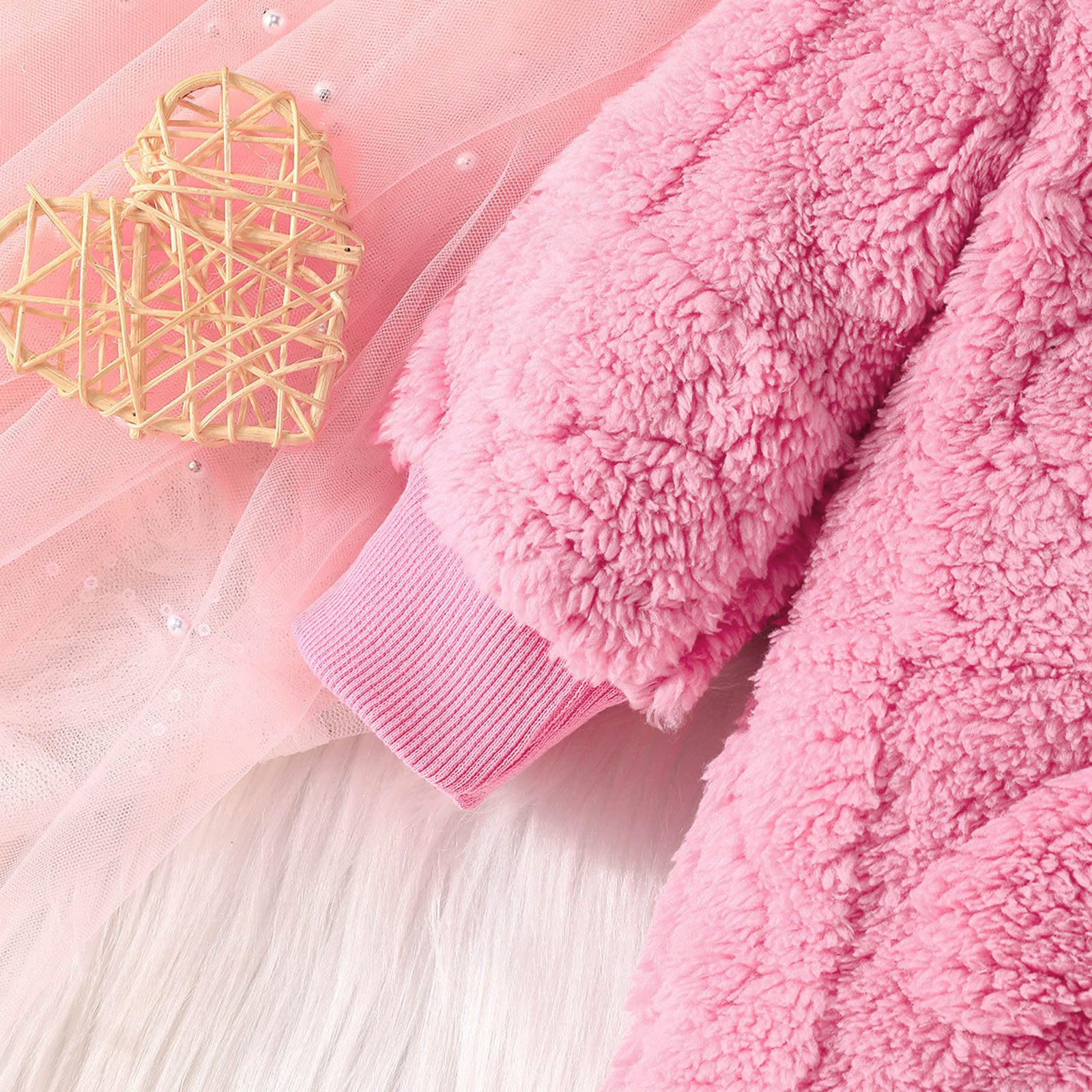 Manteau Combinaison Polaire Bebe Fille 0-18 Mois Hiver Chaud Grenouillere Bebe Fille Flanelle avec Capuche Oreille de Ours Vetement Bebe garçon Naissance Body zippé Peluche