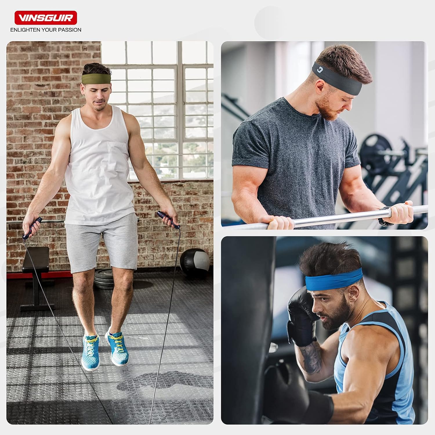 Mens Headband 4 Pack, Sports Headbands for Men Men, Workout Accessories Sweat Band Sweat Wicking Head Band Sweatbands for Running Gym Training Tennis Basketball Football, Unisex Hairband: Sports & Outdoors