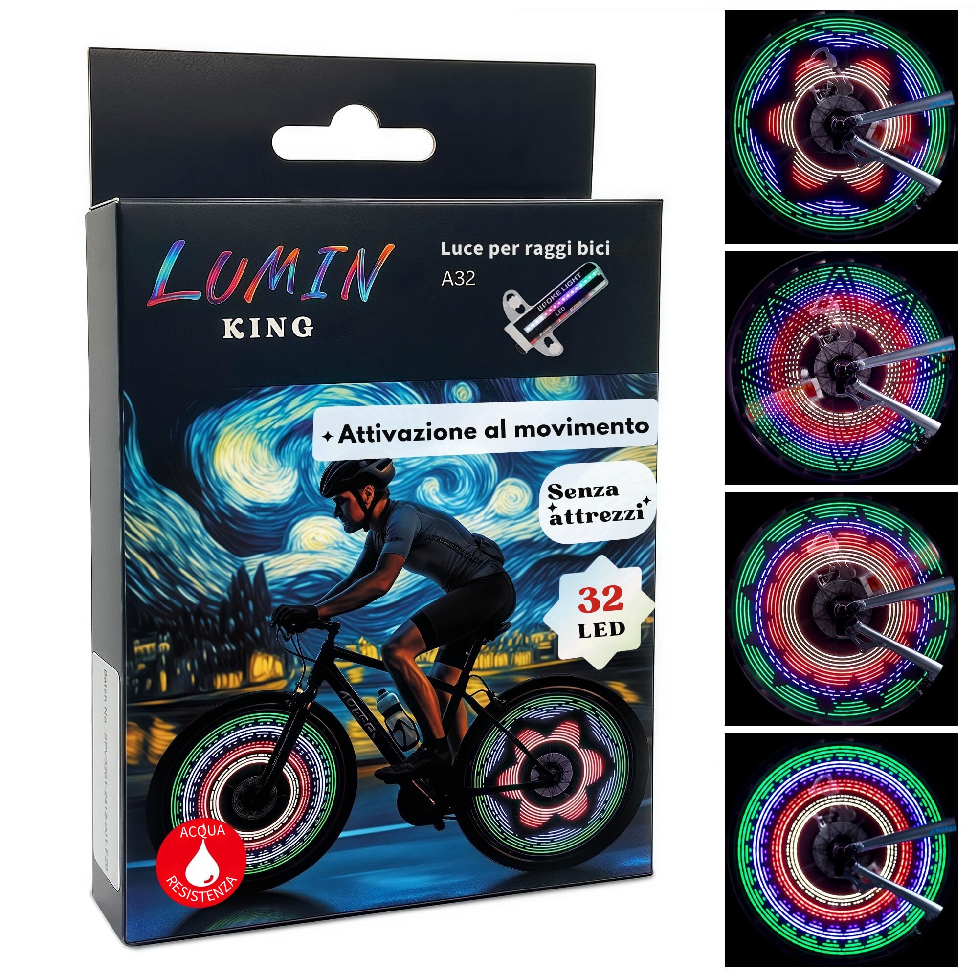 2 Luci LED Lampeggianti Colorate Per Raggi Ruota Bici - Sicurezza Notturna - Foto 3