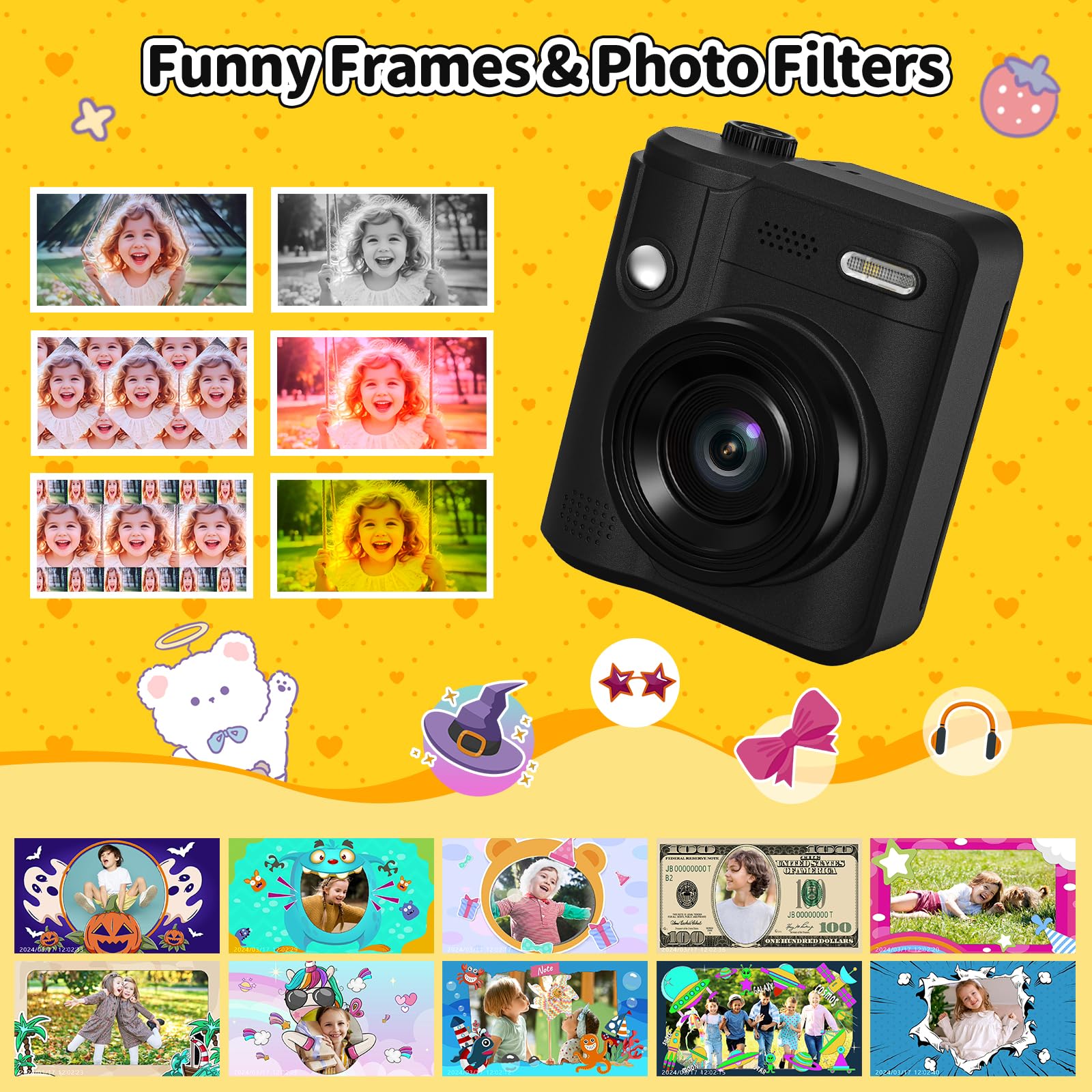 Gofunly Camara Fotos Infantil Instantanea, 2,0" 1080P Camara Fotos Infantil con Tarjeta de 32GB y Papel Fotografia, Juguete Cámara Instantánea Regalos para Niños y Niñas de 3-12 Años (Negro) — view 4