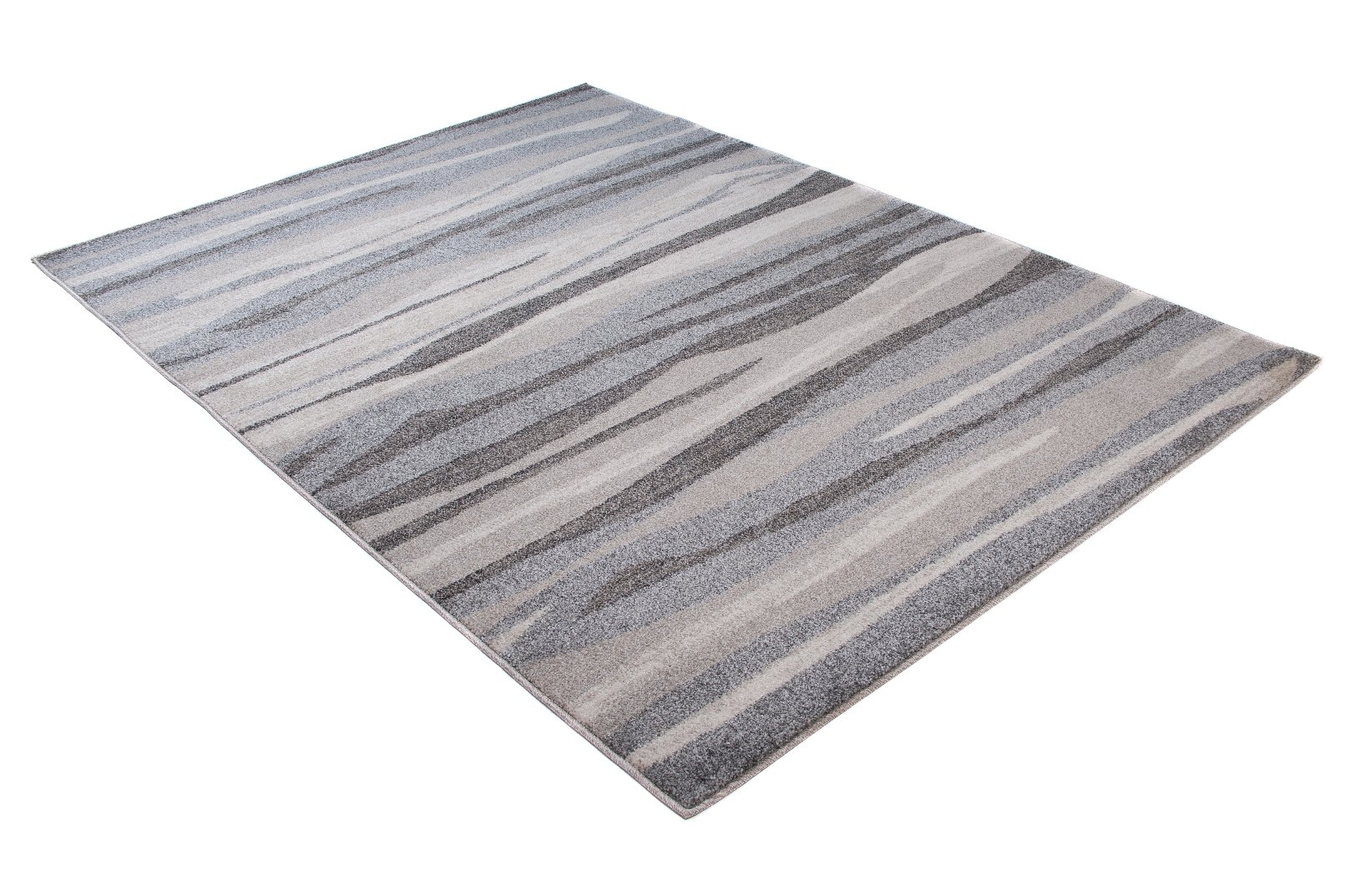 Tapiso Dywan Sari z krótkim włosiem, melanż, designerskie dywany szaro-białe z abstrakcyjnymi paskami linie, wzór do salonu, ÖKOTEX 160 x 220 cm