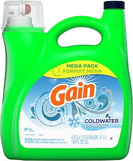Gain Coldwater Liquid Laundry Detergent with Oxi Boost, Icy Fresh Fizz, 107 loads 4.55 L, HE Compatible Green