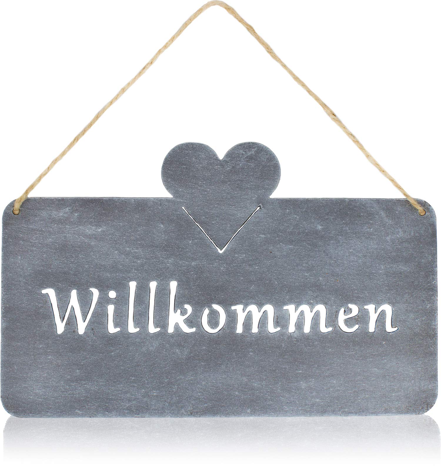 Willkommen-Schild Aus Zink – Kleeblatt-Dekoanhänger Für Garten, Baum Oder Haustür (Durchmesser 18 Cm)