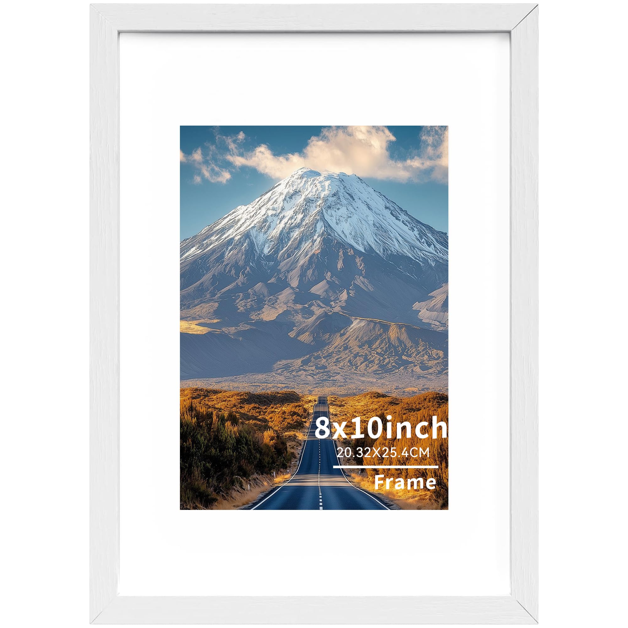 8x10 Picture Frame,8"x10" (20.32x25.4cm) Wooden Frame,Wall-Mounted Poster Frame, Photo Frames with Acrylic Glass (Not Glass), Landscape or Portrait,8x10 White Frames with 5x7 Mount,1 Pack