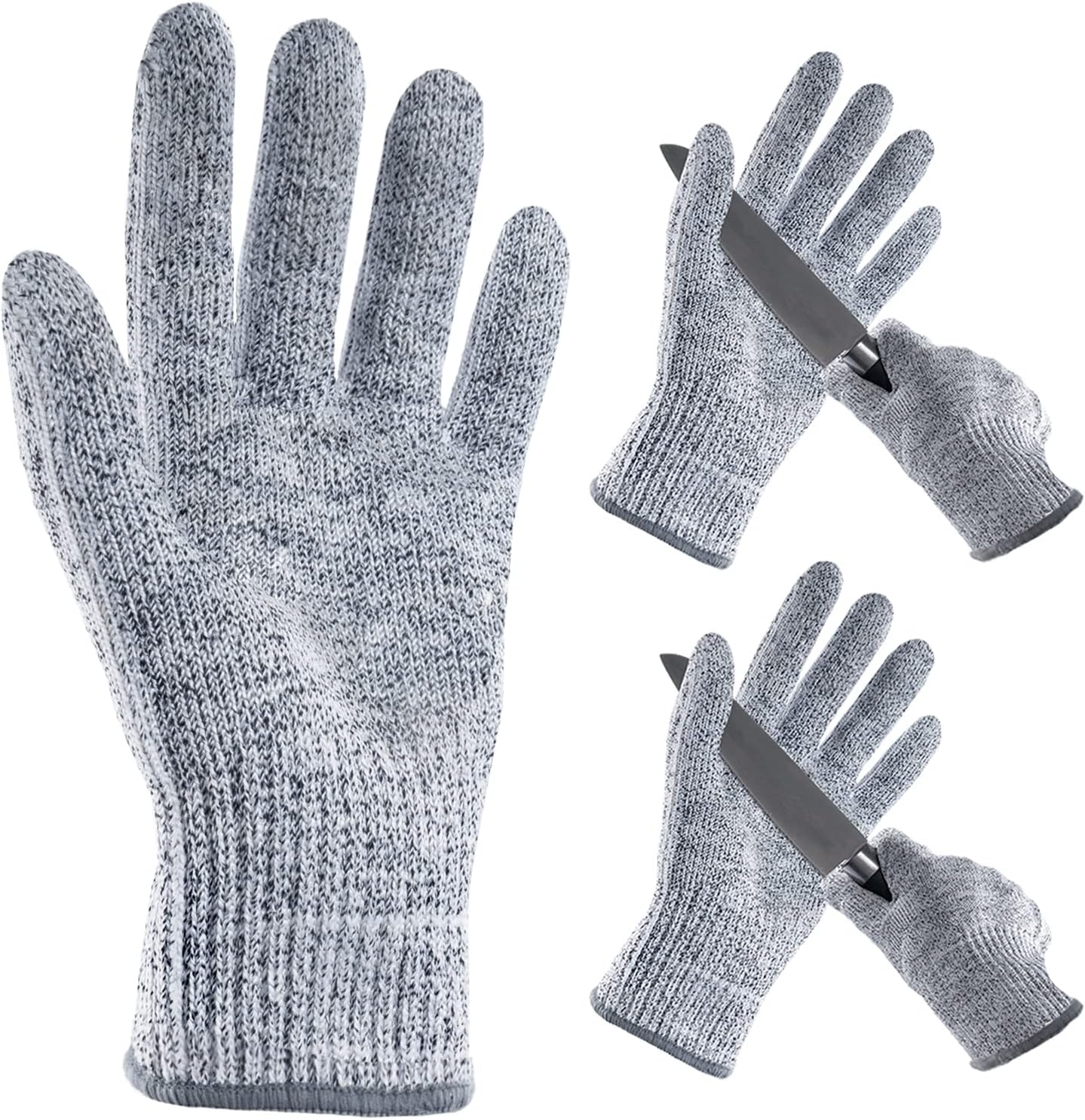 ANDANDA Cut Resistant Gloves, Safety Chef Gloves for Cutting for Oyster Shucking, Fish Fillet Processing, Wood Carving, Grey
