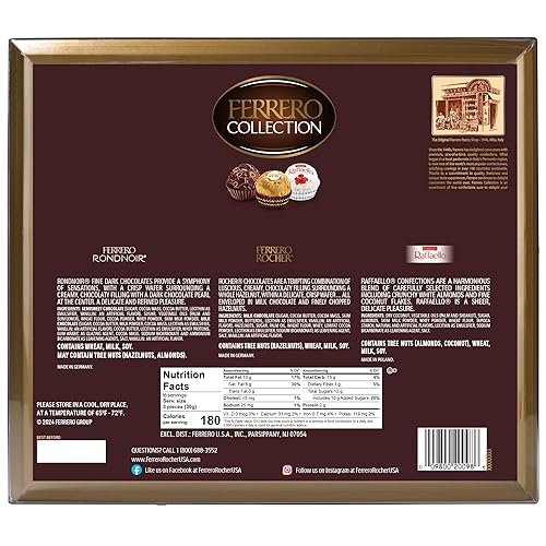 Miniatura 7 de Ferrero Collection Premium Gourmet - Chocolate con leche de avellana surtida chocolate negro y coco gran caja de regalo navideña 182 onzas 48