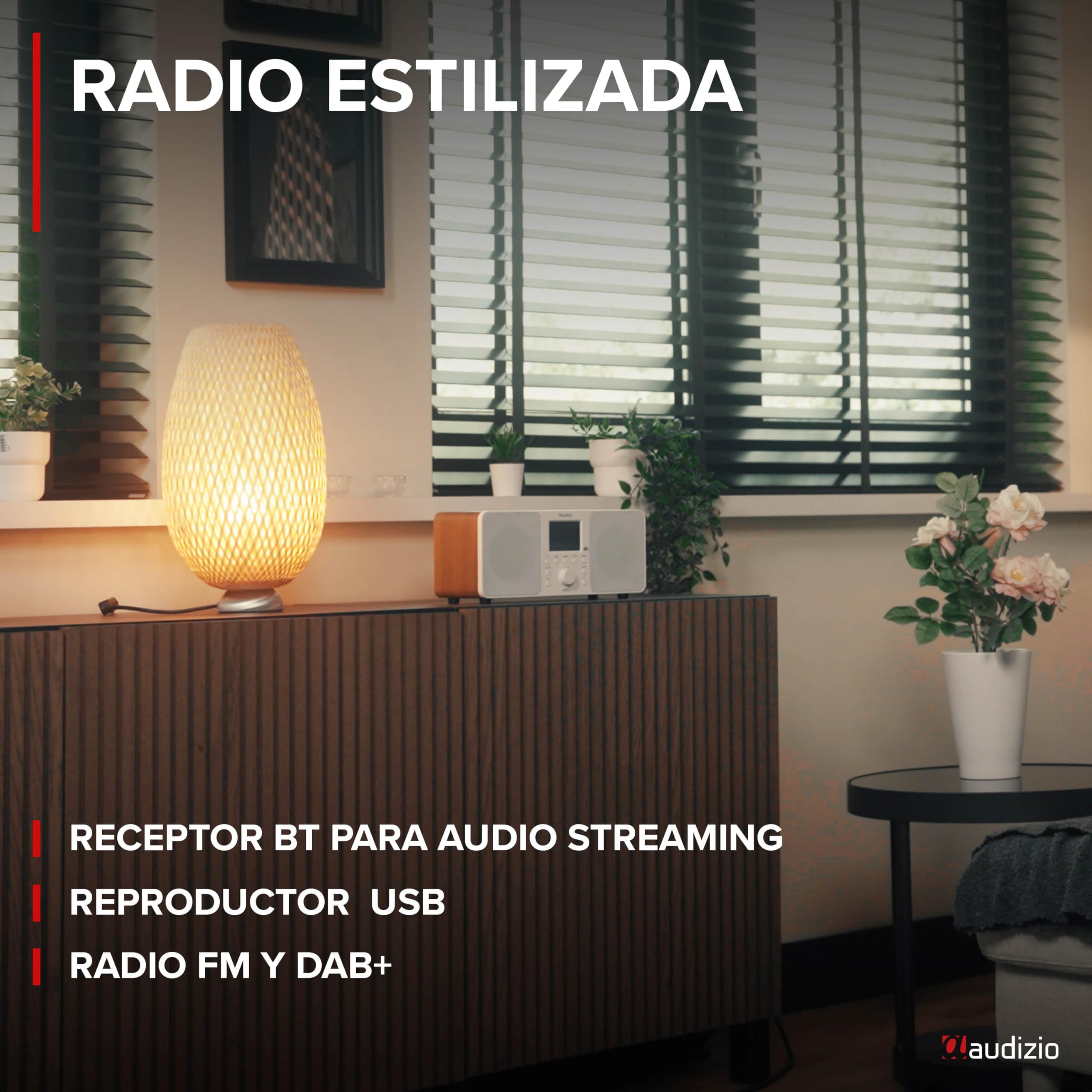 Audizio Genua Dab Radio Digital Dab con Bluetooth, Altavoz estéreo, Pantalla Color de 2,8", Radio FM, Mando a Distancia, Función Doble Alarma y Apagado, transmisión inalámbrica, en Color Blanco