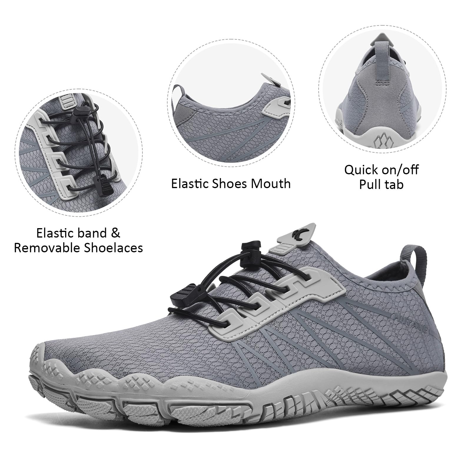 HIITAVE Herren Barfuß-Wasserschuhe, Strand-Aqua-Socken, schnell trocknend, für Outdoor-Sport, Wandern, Schwimmen, Surfen