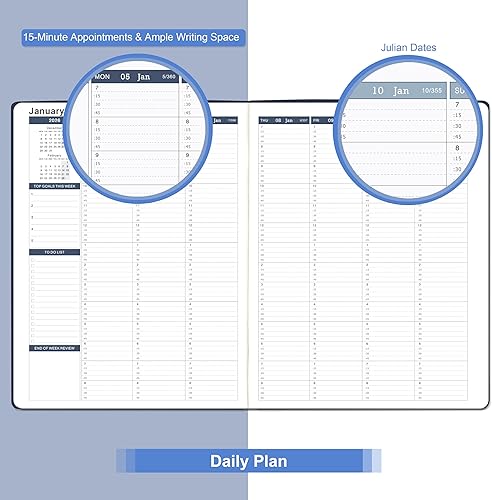 Miniatura 5 de Agenda de citas 2026, libro de citas semanal, enero de 2026 a diciembre de 2026, 8.5 x 11 pulgadas, agenda diariapor hora con intervalo de 15