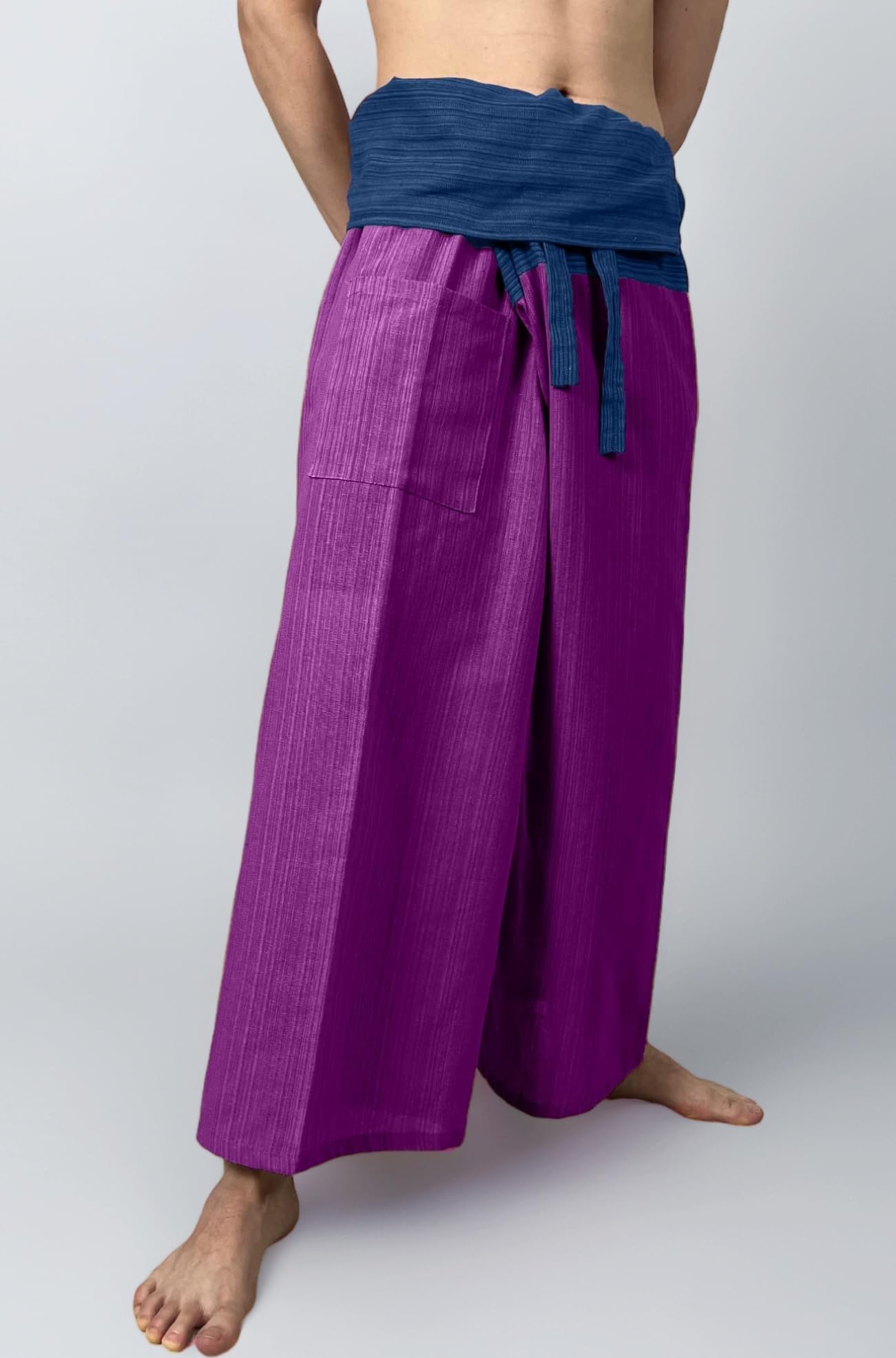 !! LovelyThaiMart 2 Tone Thai Fisherman Pants Yoga Trousers Free Size Cotton