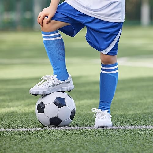 Miniatura 7 de 2 pares de espinilleras de fútbol para niños, jóvenes y adultos, espinilleras y calcetines largos de fútbol para niños de 3 a 15 años de edad,