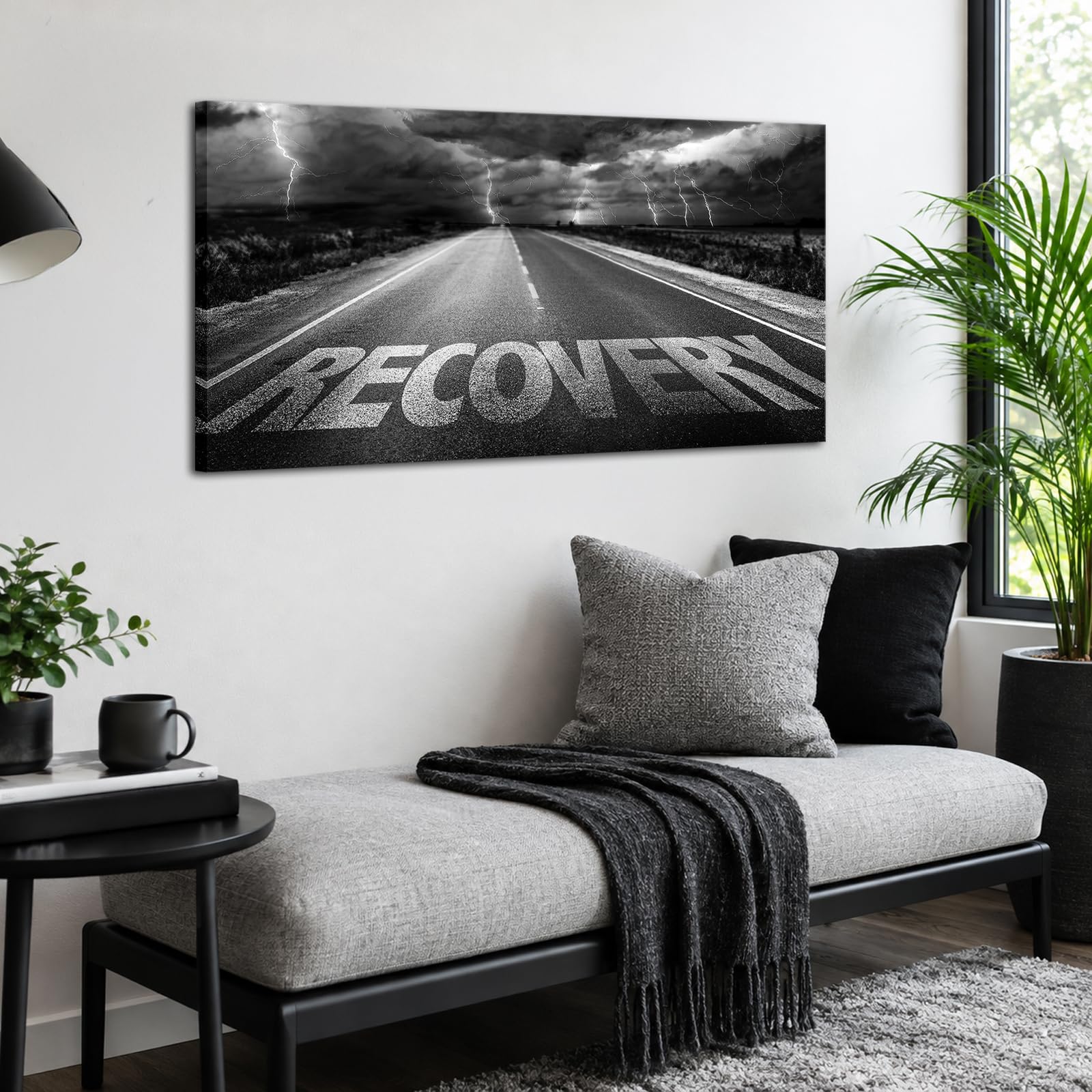 Saypeacher Cartel de recuperación en lienzo para pared, citas motivacionales para oficina, pósteres alentadores, regalo para pacientes (gris)