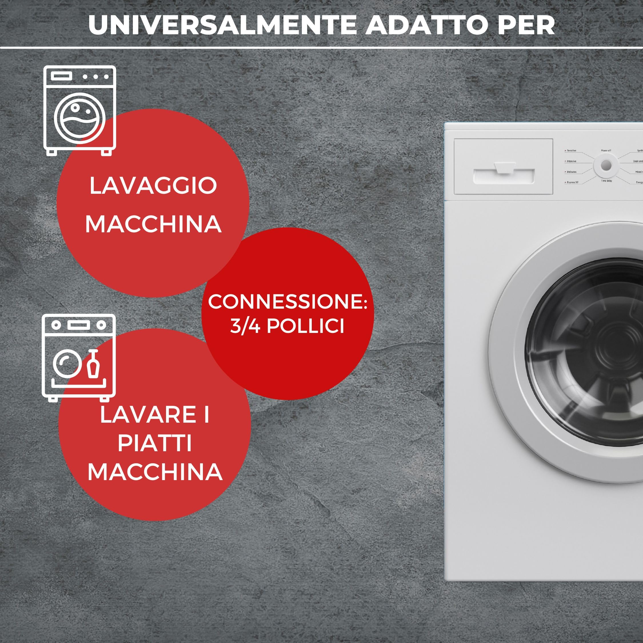 LICHTBLAU Estensione Aquastop in acciaio inox antipiega, 1,5m, attacco 3/4", per lavatrice e lavastoviglie, tubo corazzato dritto/dritto, con guarnizione, universale utilizzabile