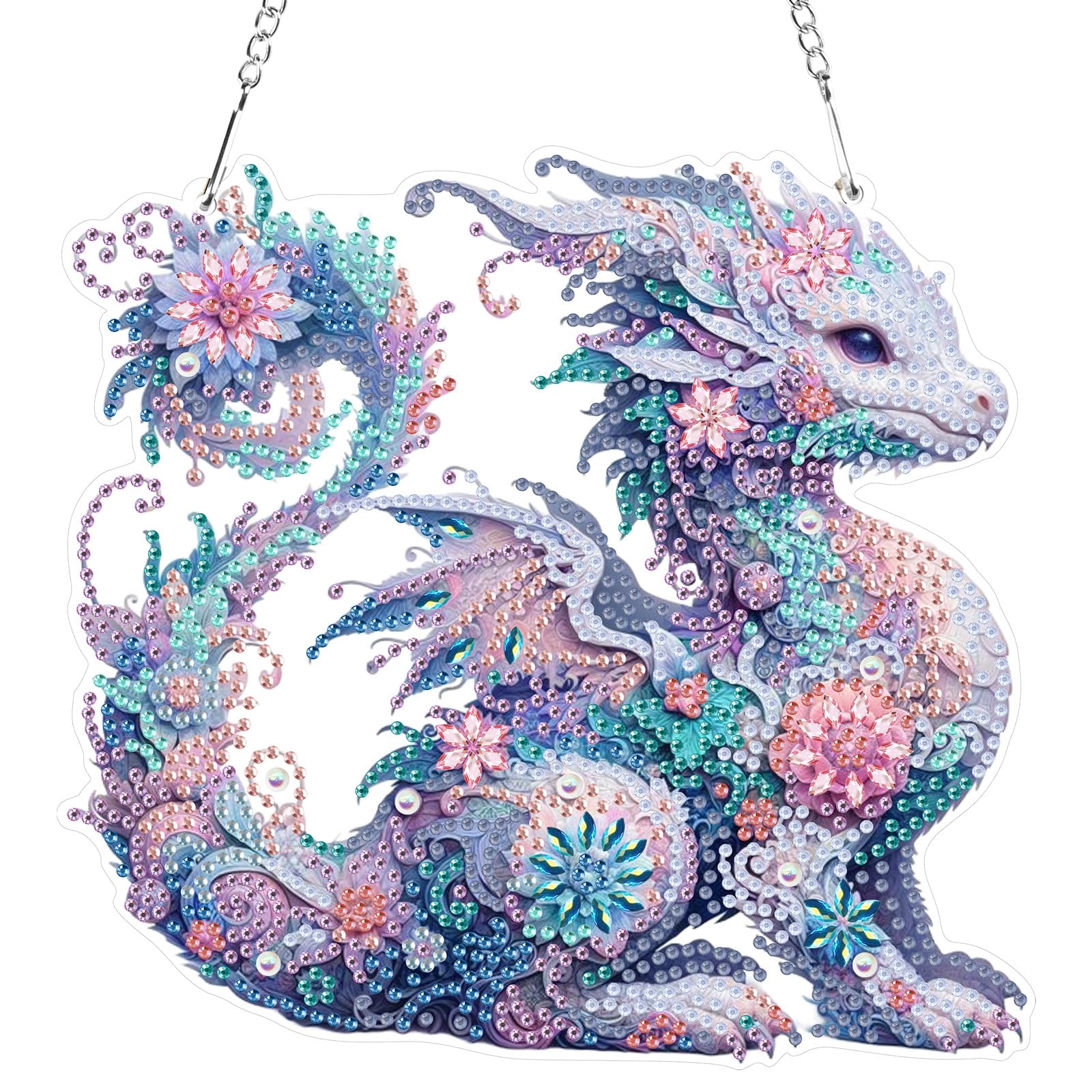 RICUVED DIY Diamond Art Hanging Pendant Dragons Kits, 5D Animal Diamond Painting Ornament Kits for Adults,Special Shaped Diamond Painting Hanging Crystal Rhinestone Art for Home Decor Gifts