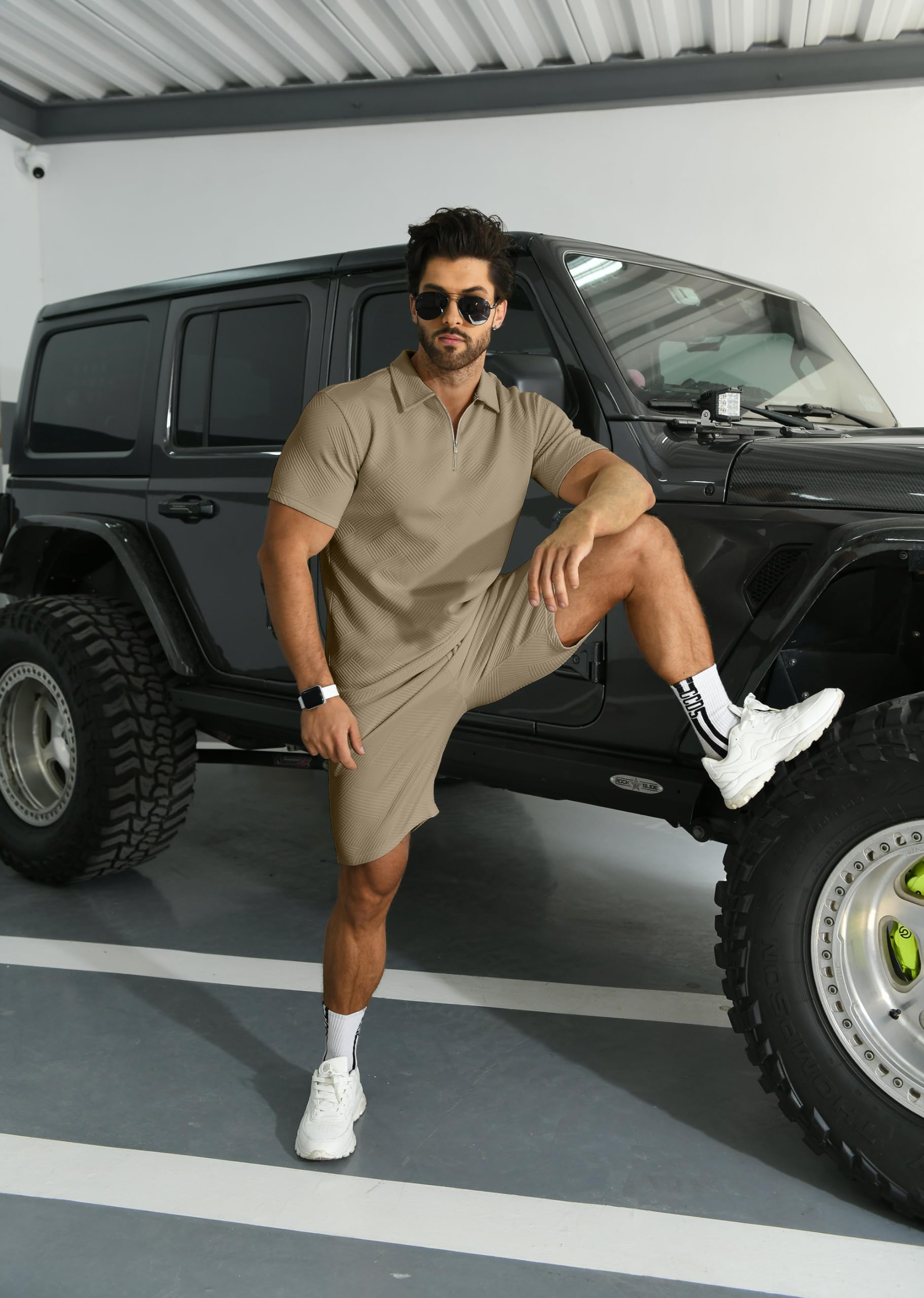 KUYIGO Herren Poloshirt & Shorts 2-Teiliges Set Sommer Trainingsanzug Kleidung Mode Casual Sweatsuits M-3XL
