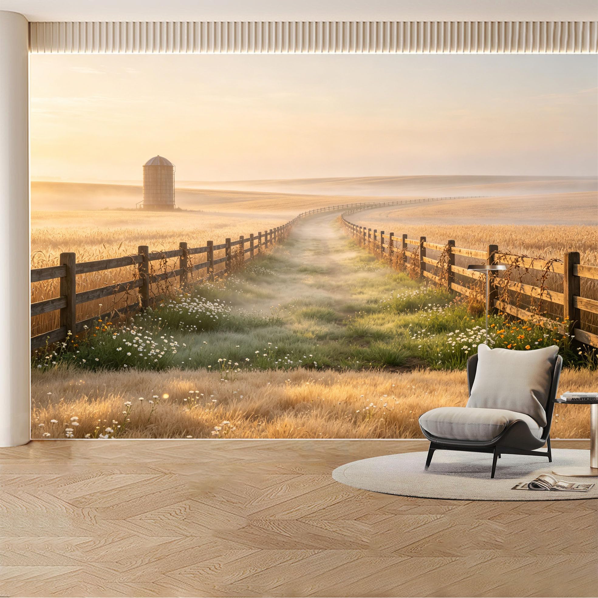 Custom Wall Mural Wallpaper Misty Forest Meadow Landscape， 3D Effect Wall Decor Large Wall Art， Minimalist Nordic Luxury Removable SelfAdhesive Large Photo for Living Room， Bedroom， Office