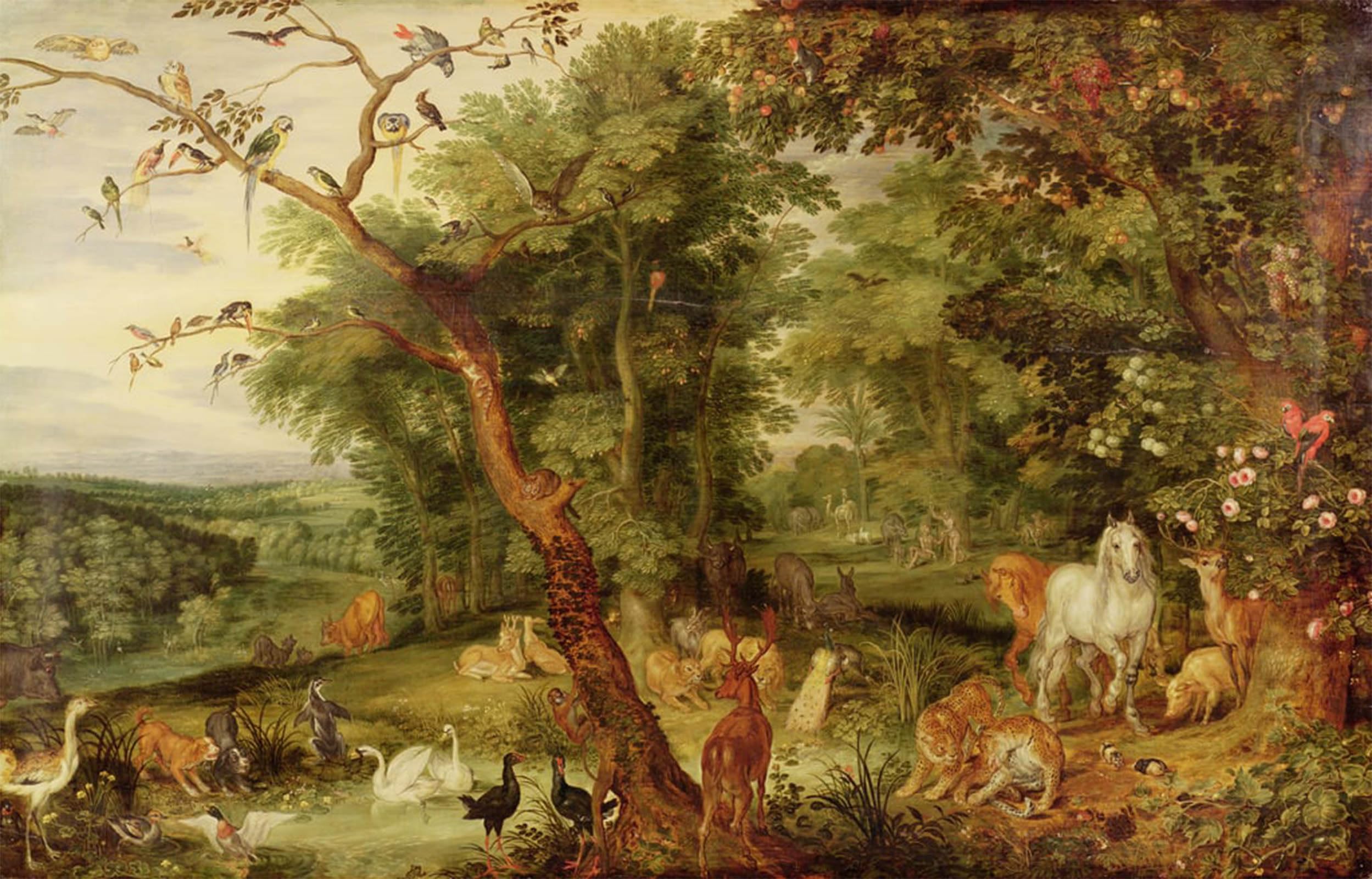 POSTERIIk Famous Modern Artwork Art Mural the Garden of Eden in the Background the Temptation by Jan the Elder Brueghel Oil Paintings Pictures for Home Decor 60x90cm