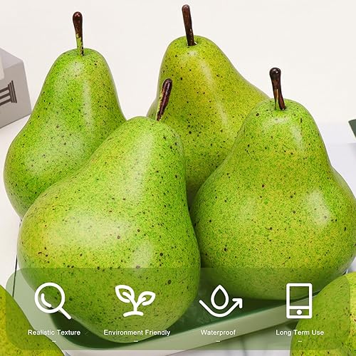 Miniatura 7 de 6 piezas de peras falsas artificiales de frutas sintéticas para decoración del hogar, gabinetes de cocina, centros de mesa, tiendas, bodas, fiestas,