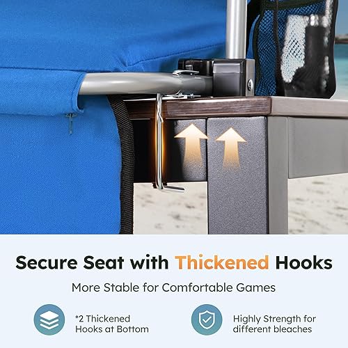 Miniatura 16 de LET'S CAMP Silla plegable para estadio con soporte para tazas, bolsa de malla y ganchos para ocultar, silla de estadio portátil con respaldo y cojín