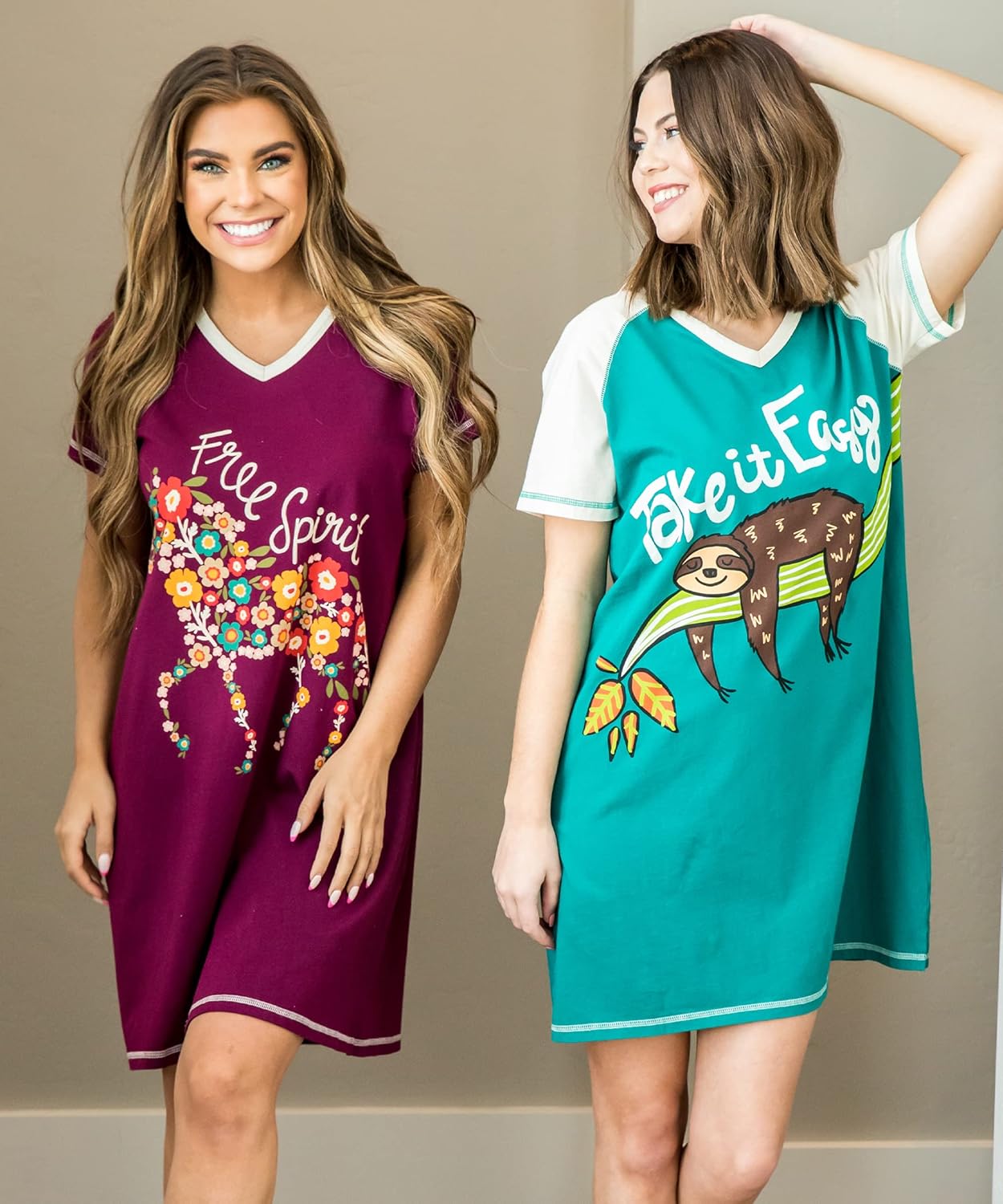 Lazy One Women's Nightgown, Funny V-Neck Sleep Shirt for Women, Novelty Pajama Tees - Image 4