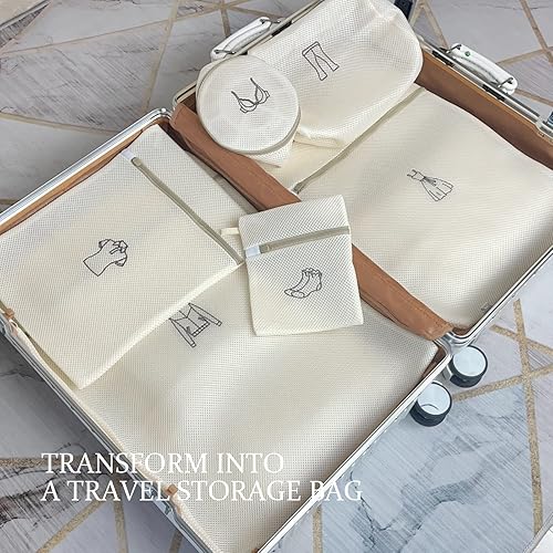 Miniatura 8 de CHYUANX Paquete de 6 bolsas de malla para ropa delicada, bolsas de lencería gruesas para lavandería con cremallera de alta calidad, bolsas de