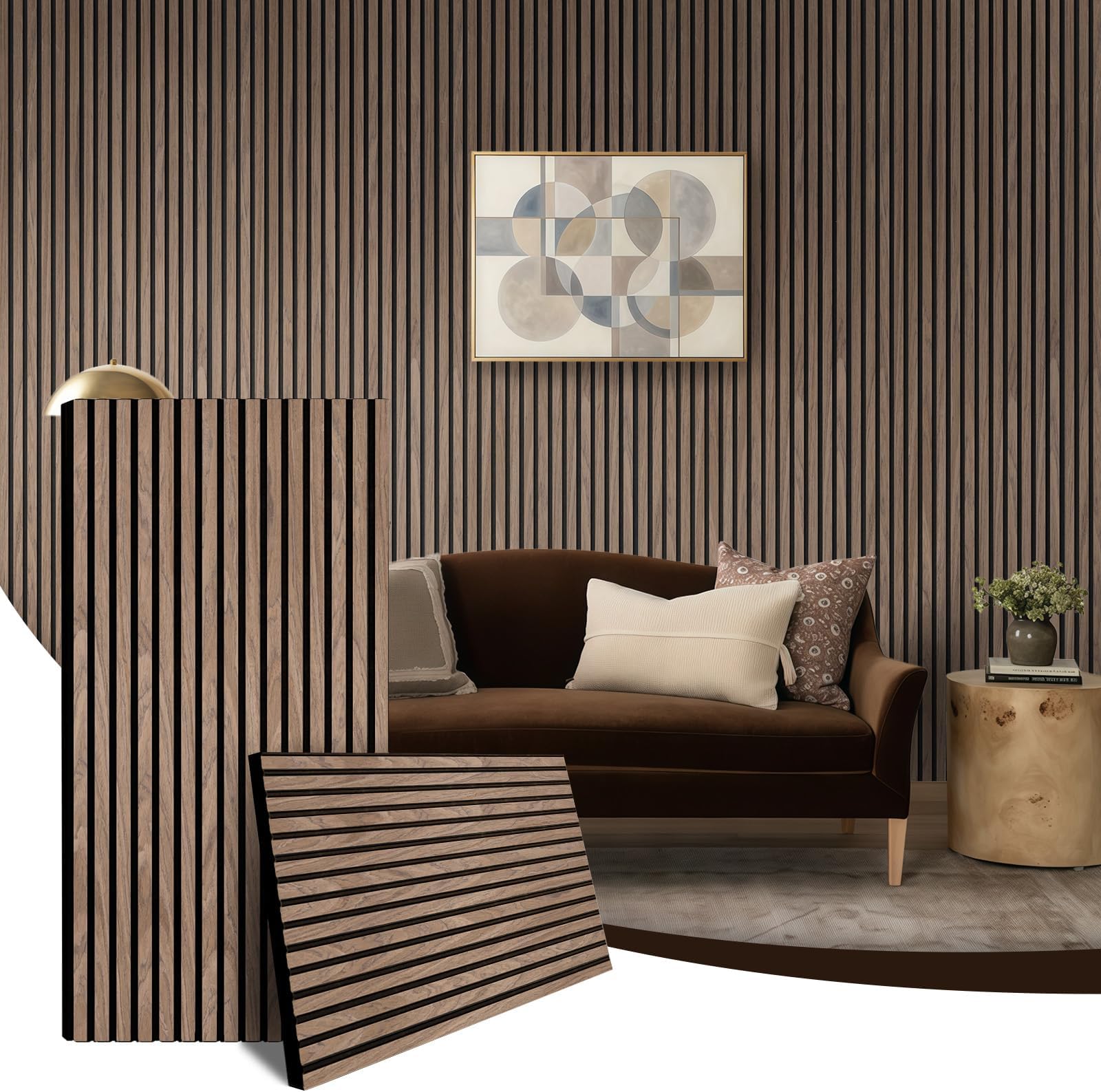 AKK-Star Acoustic Wood Slat Wall Panels, 2-Pack – 47.2 x 23.6 x 0.7 Inches, Sound Absorbing Wood Panels for Modern Interiors – Covers 15.5 Sq. Ft. (4# Walnut)