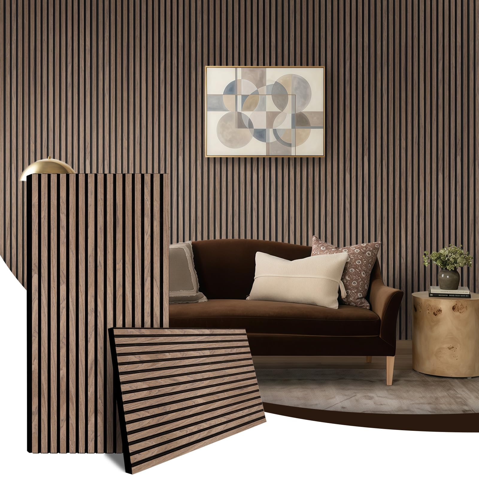 AKK-Star Acoustic Wood Slat Wall Panels, 2-Pack – 47.2 x 23.6 x 0.7 Inches, Sound Absorbing Wood Panels for Modern Interiors – Covers 15.5 Sq. Ft. (4# Walnut)