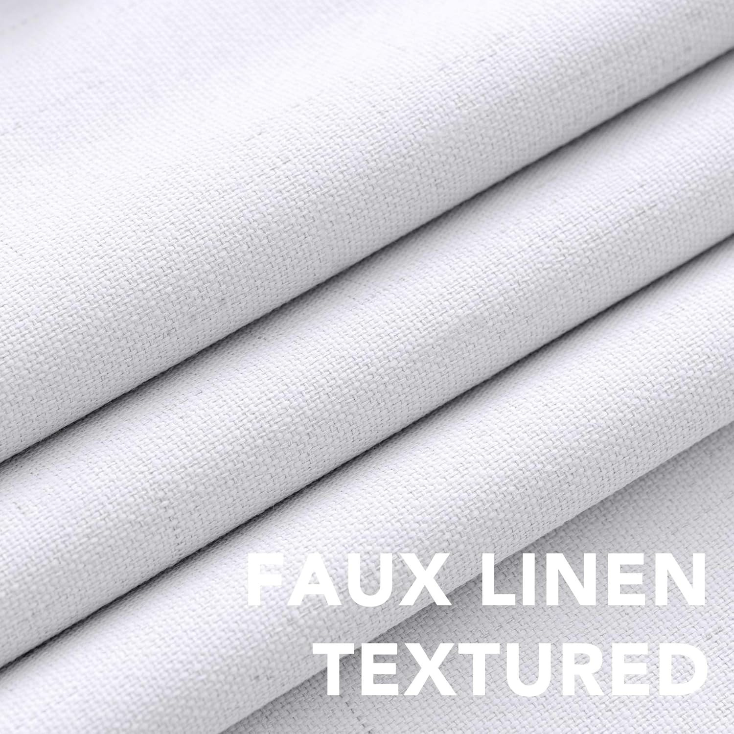 H.VERSAILTEX Linen Look 100% Blackout Curtains 95 Inches Long for Bedroom Rod Pocket 42 Inches Wide Linen Textured Thick Window Curtain Drapes with White Backing, Bright White, 2 Panels