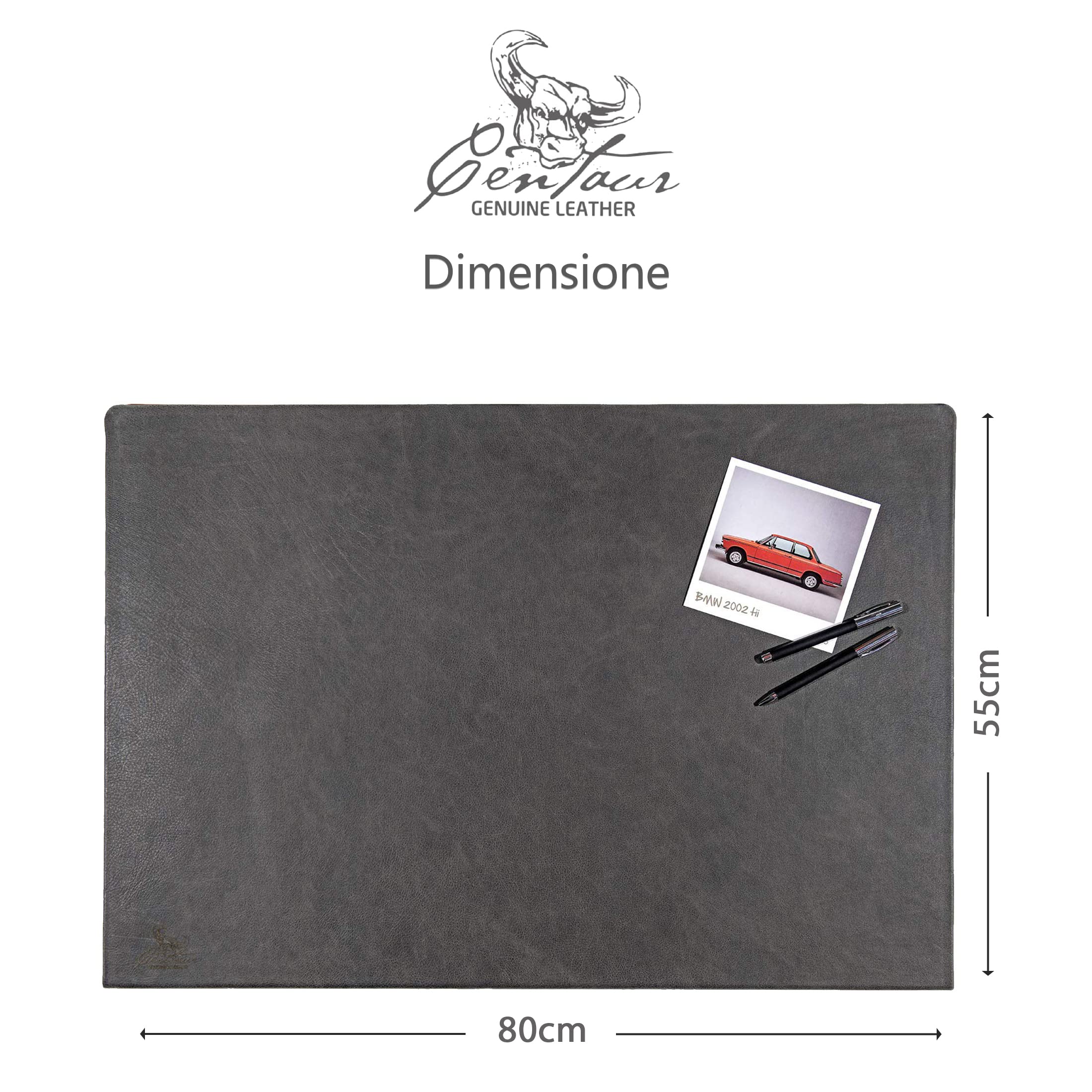 Centaur - Sottomano in pelle di alta qualità - 55x80cm grigio basalto - Ideale per l'ufficio e la casa - Sottomano di facile manutenzione - Fatto in Germania