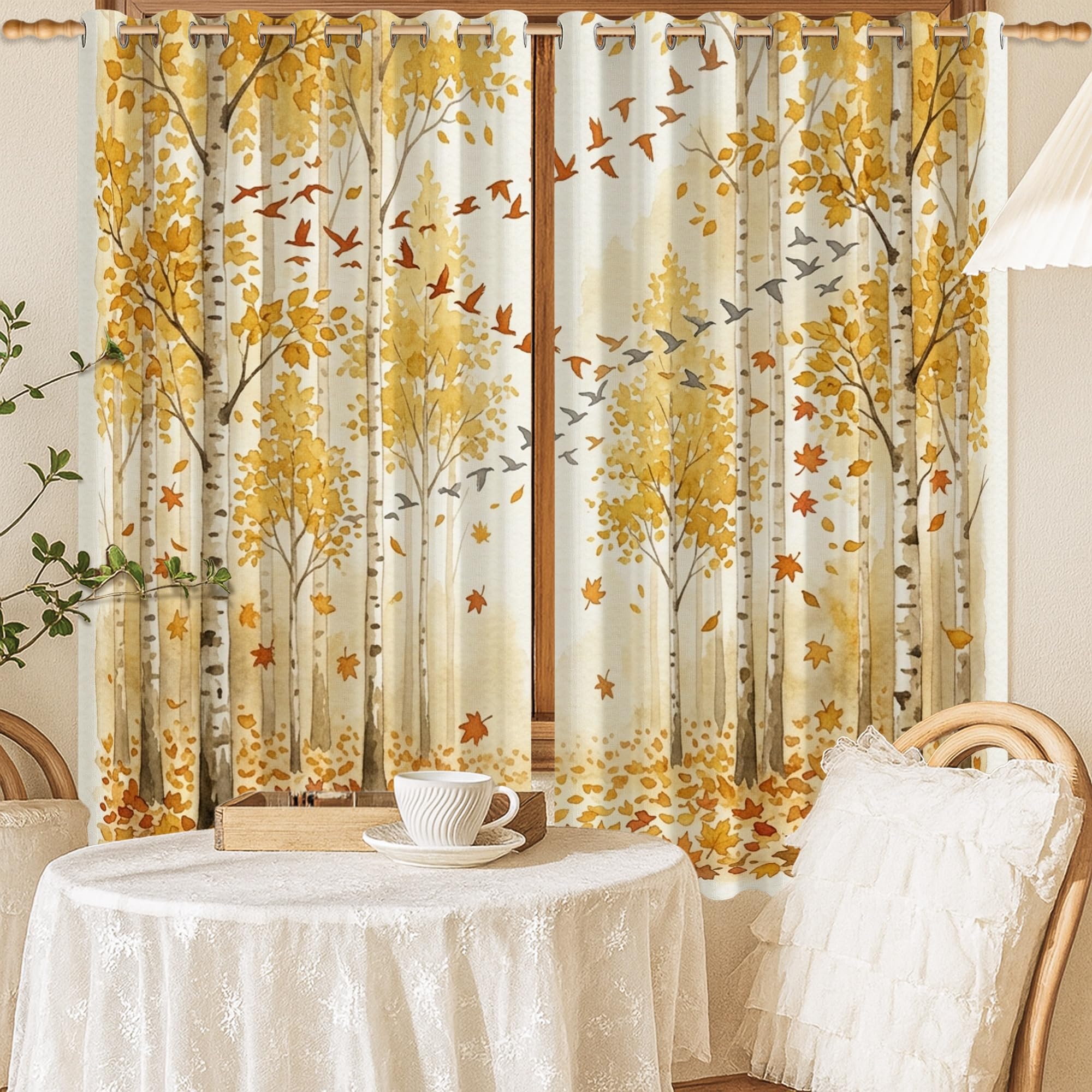 Rideaux occultants pour chambre d'enfant style rustique jaune automne infroissable