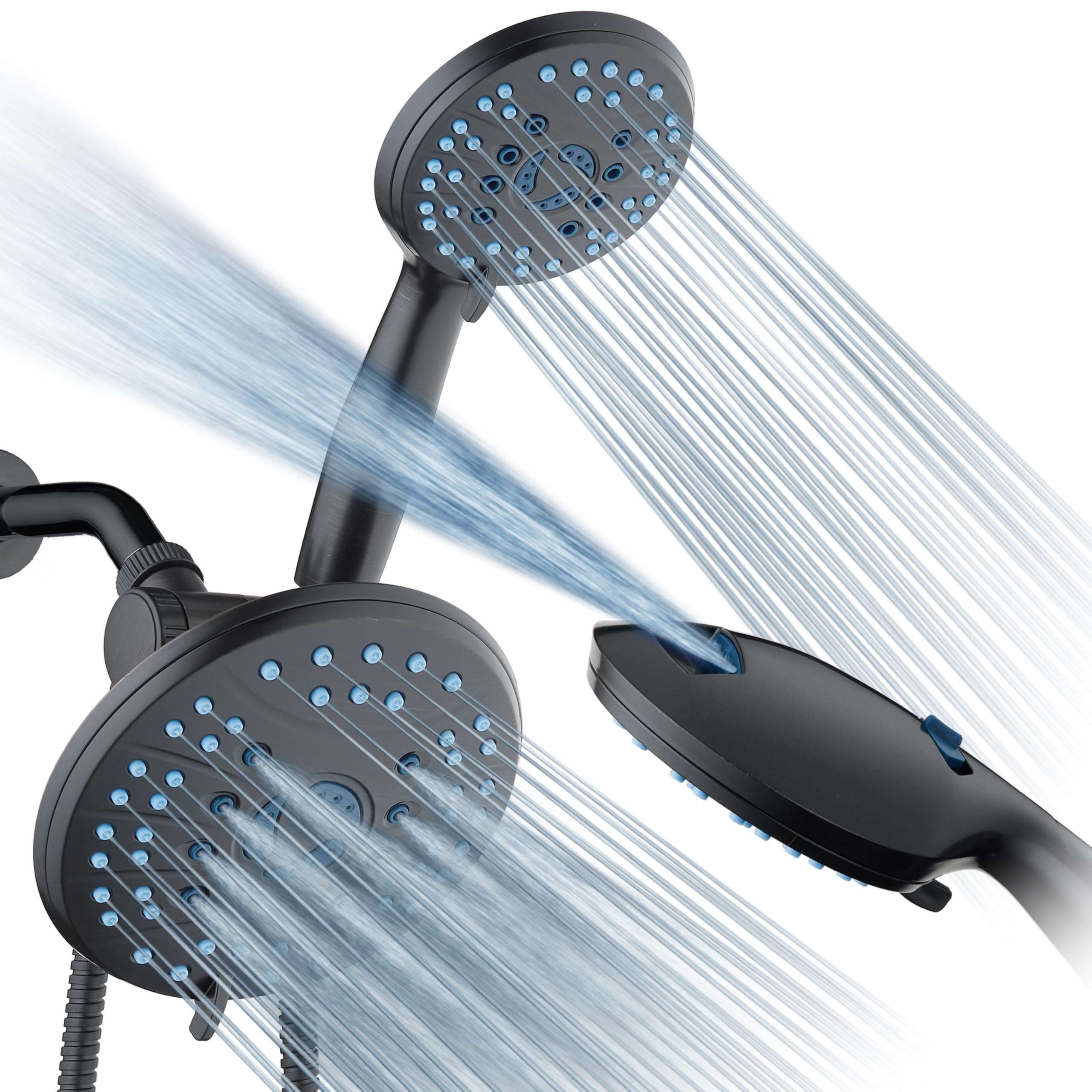 AquaCare Pommeau de douche haute pression à 50 modes et 3 voies – Buses anti-obstruction, baignoire, carrelage et lavage à haute pression pour animaux domestiques/tuyau en acier inoxydable extra long