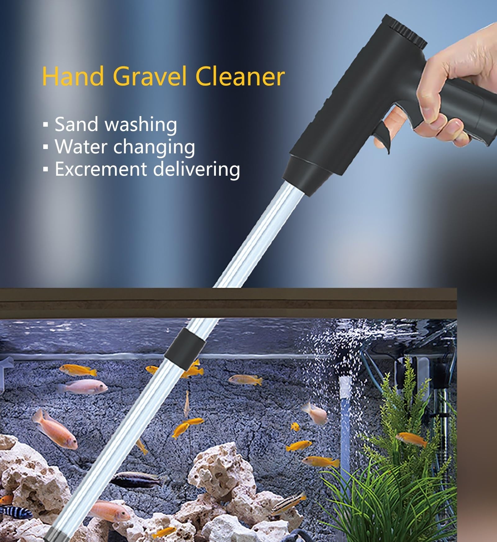 Bomba de Grava for Acuario, Manguera de sifón Manual con Bolsa de Aire Engrosada, Herramientas de Limpieza de peceras for Limpiar peceras con Grava y Arena
