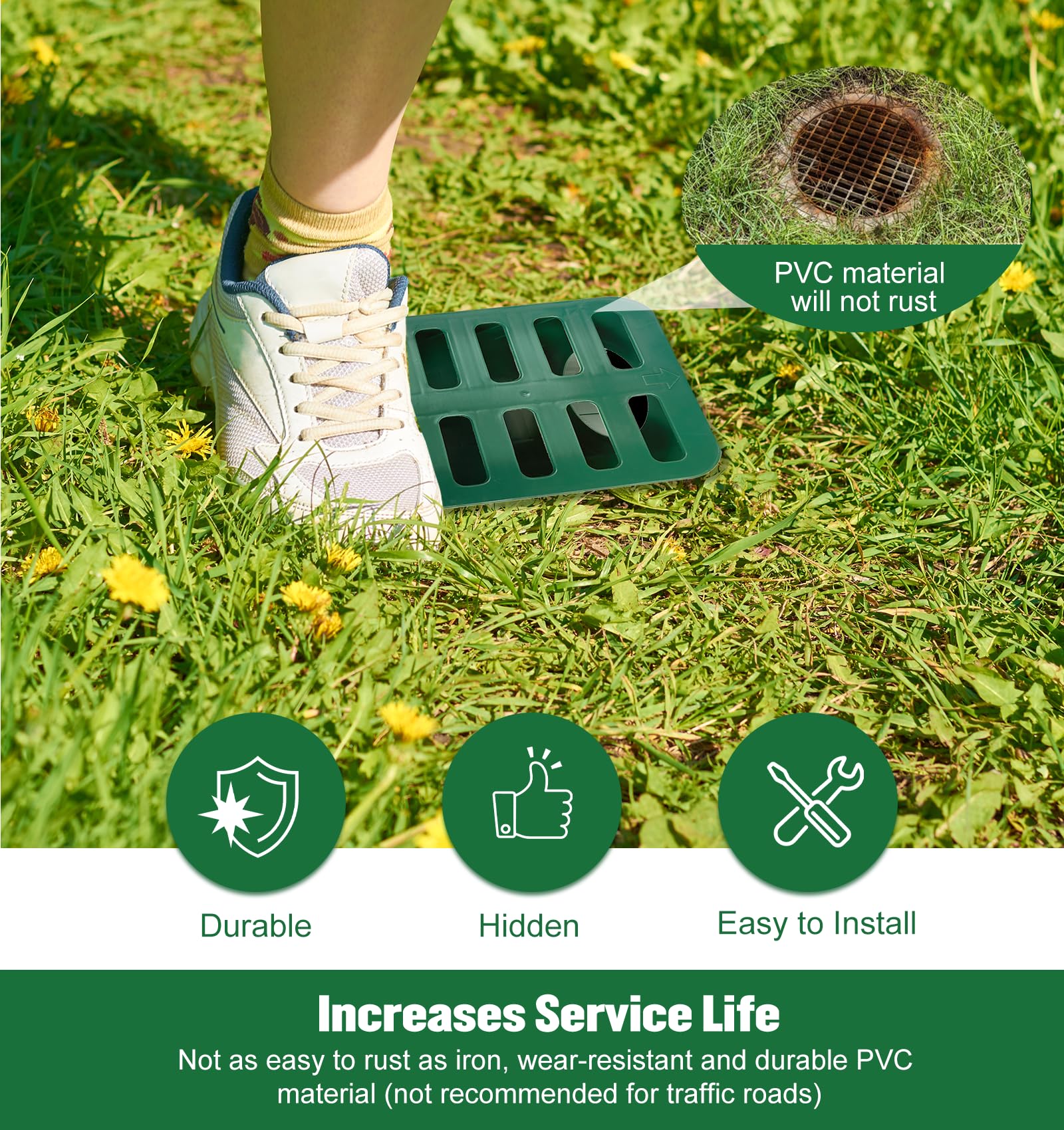 CrawlSpace-DIY Sump Pump Discharge Downspout Extension – Lawn Drain Grate, Oval Inlet Fits 3" Or 4" Pipe, Prevents Pop-Up Emitter Clogs