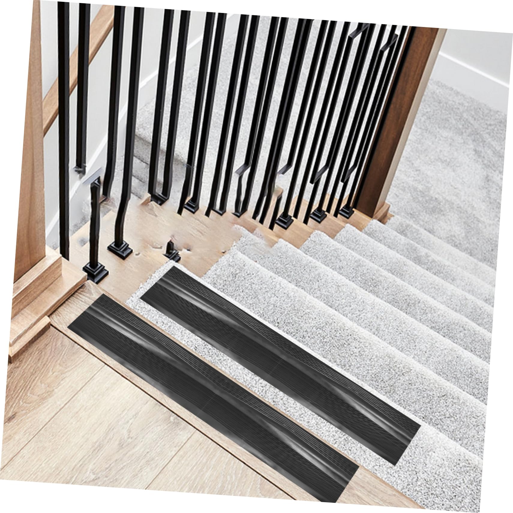 Antirutschaufkleber für Treppen, Schwarz, Pvc, L-förmig, 2m | Selbstklebend, für Stufen Innen, Einfache Montage, Verstellbare Länge, Bodensicherheitsband