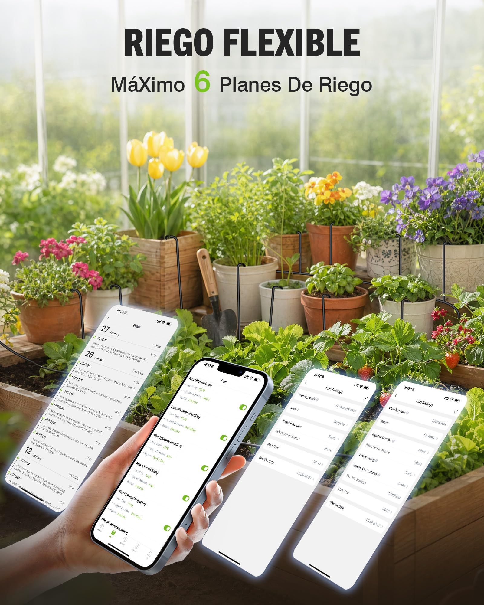 RAINPOINT Sistema de Riego Automático WIFI, Control Remoto APP, Riego por Goteo para Plantas de Interior con Ciclo y Remojo, Sistema de Riego Automático con Batería Recargable, Hasta 15 Plantas