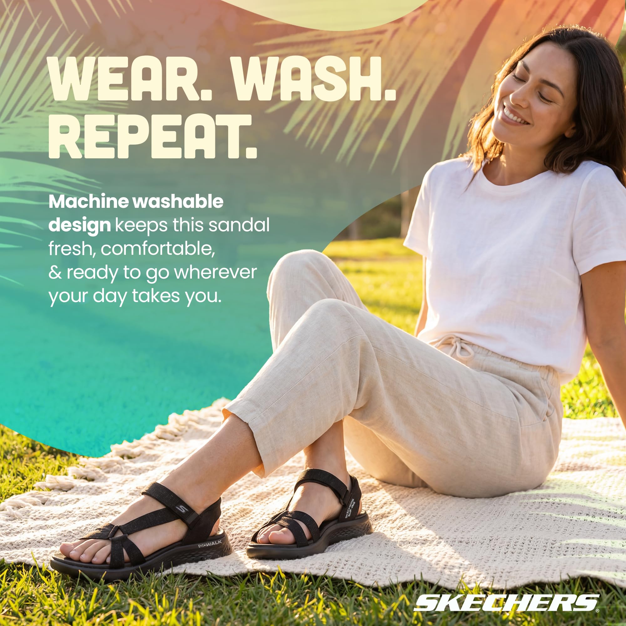 Skechers Go Walk Flex Sandal - Illuminate Damen Sandale Textil Navy blau