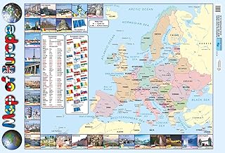 Chart Media Map of Europe Poster/Wallchart for Schools/Colleges - with European Flags & Currency Info - 60 x 40 cm