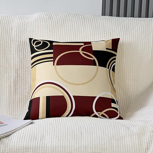 Miniatura 2 de Erosebridal Funda de almohada geométrica moderna con diseño de rayas rojas, marrones y negras, funda de cojín retro con espirales circulares de 16 x