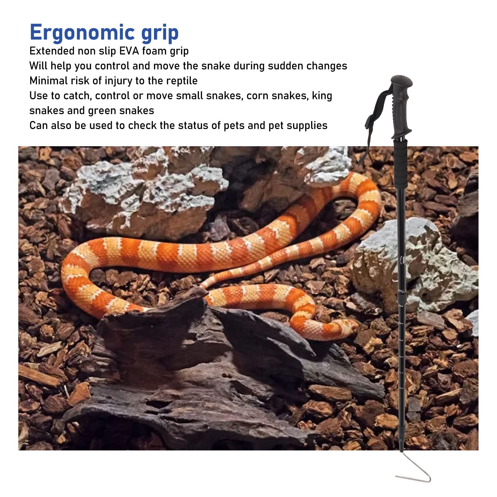 Pssopp Gancho de Serpiente Retráctil, Gancho de Reptil Reforzado Ajustable con Mango para Atrapar Serpientes