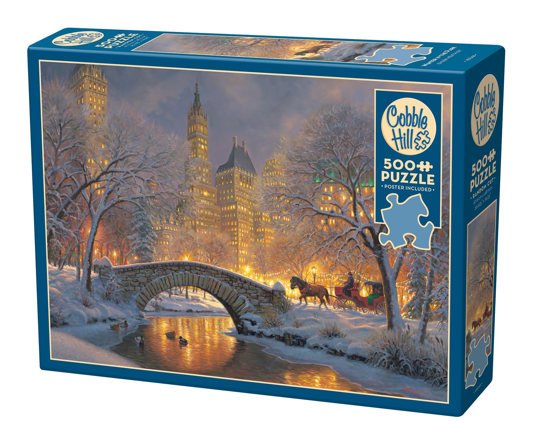 Cobble Hill 500 Piece Puzzle - Winter in The Park - Sample Poster Included, White, Gray, Brown With Warm Accents, 26.625" X 19.25" - Image 2