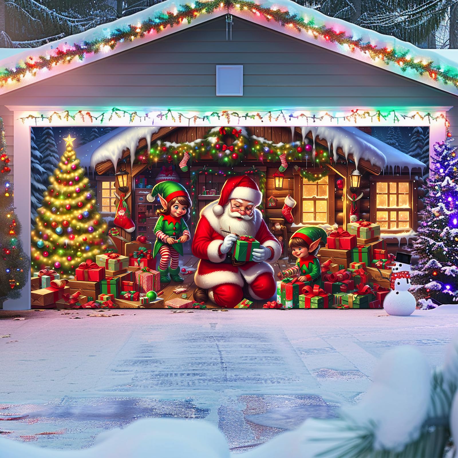 Bannière Tissu Forêt Tropicale Pour Porte De Garage - Décoration Extérieure Été