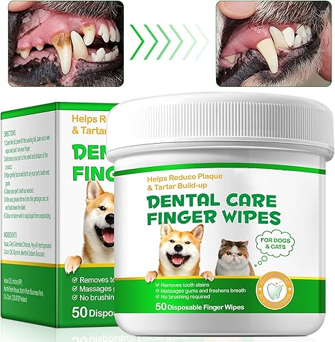 Miniatura 2 de RSGRT Toallitas de limpieza de dientes de mascotas para perros y gatos, toallitas dentales para perros, ambientador de aliento toallitas de limpieza