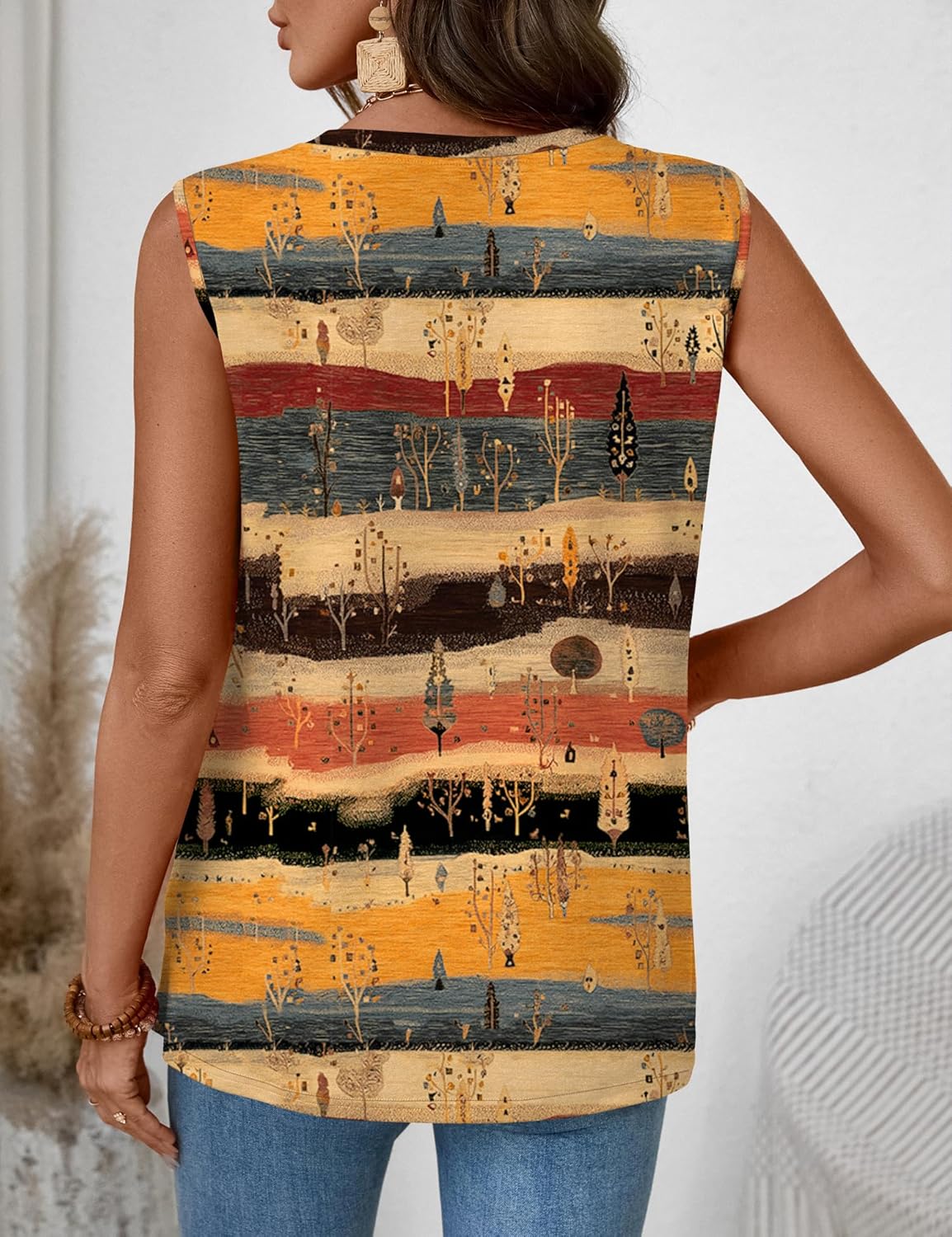 LOMON Tank Top for Women Crew Neck Sleeveless Loose Fit Button Casual Tee Shirts Summer Fashion 2026 Tunic Tops Blouses - Image 5