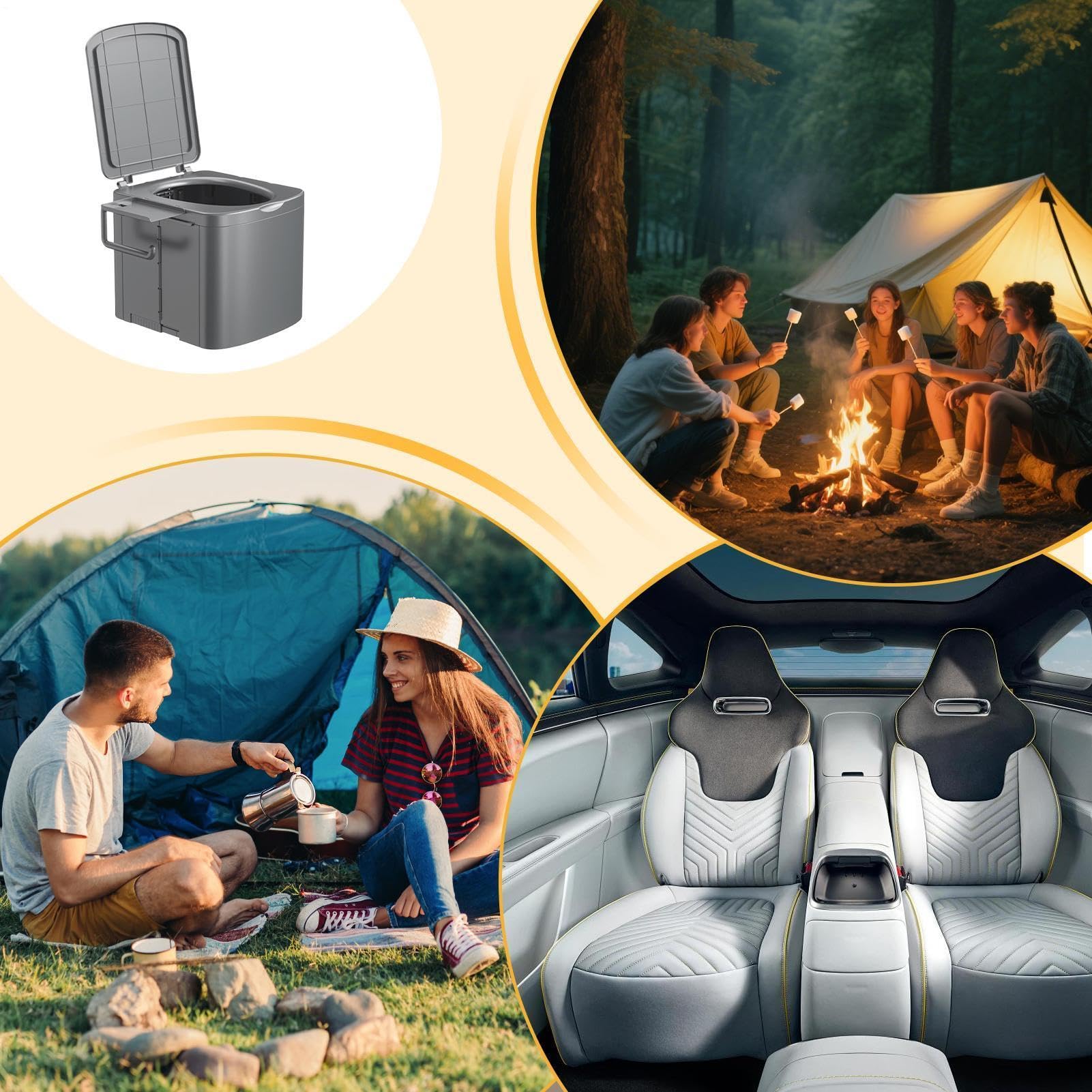 Przenośny Nocnik i Toaleta Turystyczna Solidny nocnik z siedziskiem | Kempingowa toaleta przenośna dla dorosłych dla dorosłych, dzieci, samochód, , łódź,