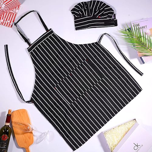 Miniatura 5 de SATINIOR Juego de 2 piezas de delantal para disfraz de chef para adultos, delantal de panadero, disfraz para Halloween, cosplay, fiesta, regalo,