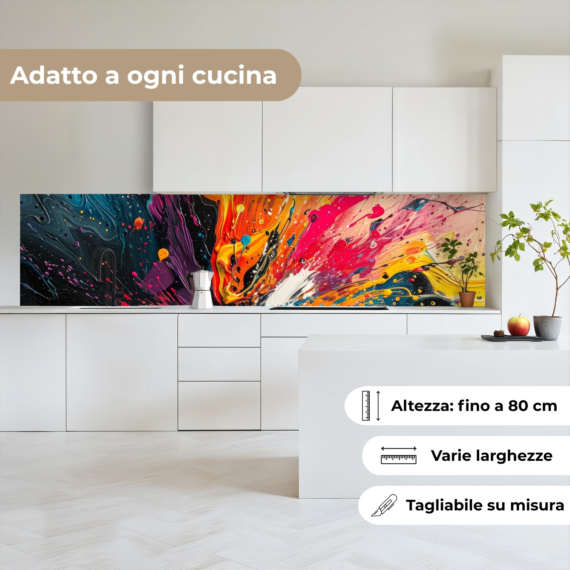 KitchenYeah© Paraschizzi Cucina Adesivo 60x250 cm Pannello Parete per Paraspruzzi Adesivi Muro Colori - Vernice - Modello