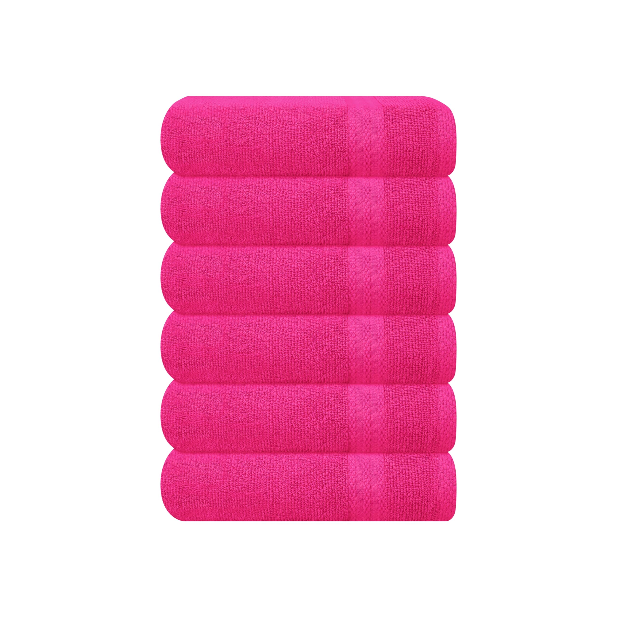 GLAMBURG Ultra Soft 6-Piece Hand Towel Set 16x28-100% Ringspun Cotton - Durable &amp; Highly Absorbent Hand Towels - Ideal for use in Bathroom, Kitchen, Gym, Spa &amp; General Cleaning - Hot Pink